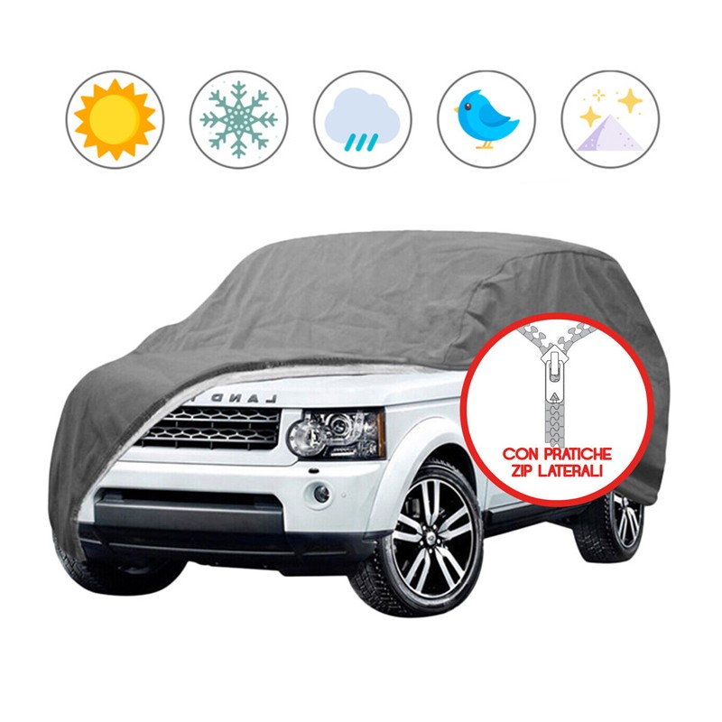 Telo copri auto felpato con zip in PVC anti pioggia sole 480x195x155 cm SUV JEEP