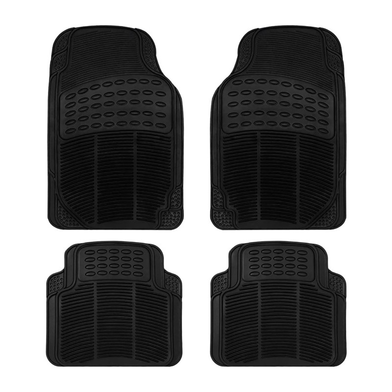 Tappetini Per Auto Universali Gomma Set 4 Pz Tappeti Antiscivolo Nero sagomabile