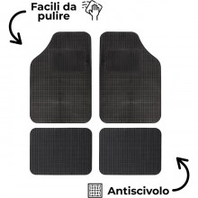 Set 4 Tappeti Per Auto In Gomma Tappetini Universali Antiscivolo Sagomabili Neri Condizione: Nuovo
