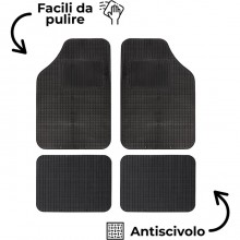 Set 4 Tappeti Per Auto In PVC Tappetini Universali Antiscivolo Sagomabili Neri