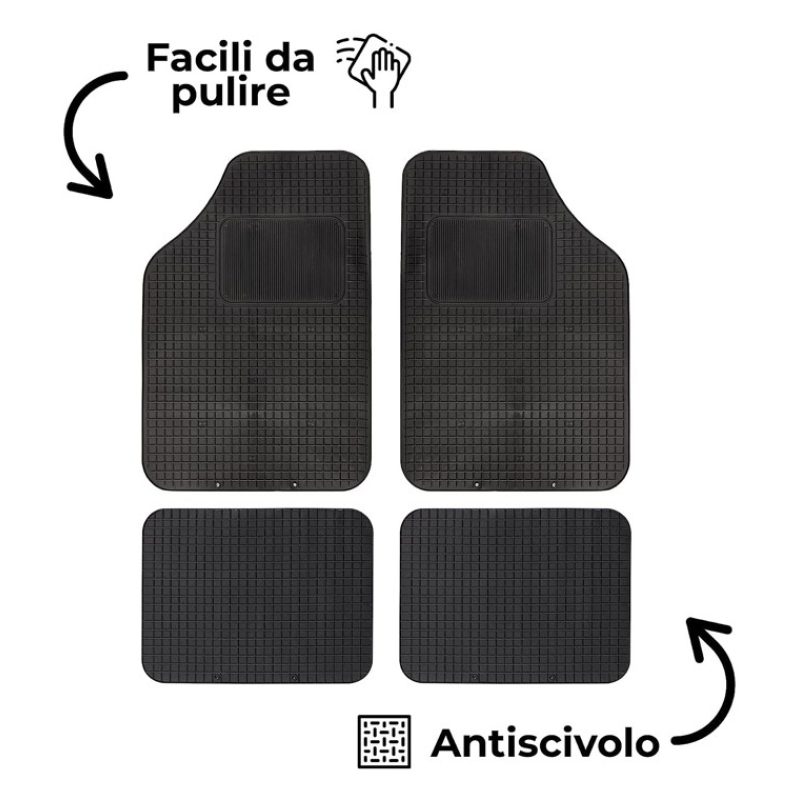 Tidierre srl Set 4 Tappeti Per Auto In PVC Tappetini Universali Ant...