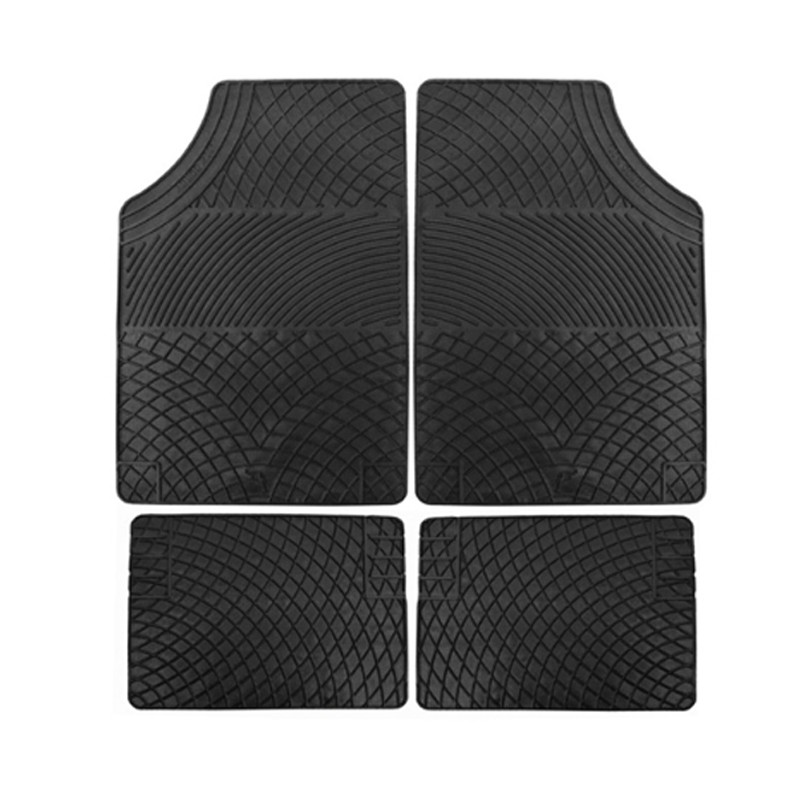Set 4 Tappeti Per Auto In gomma Tappetini Universali Antiscivolo Sagomabili Neri