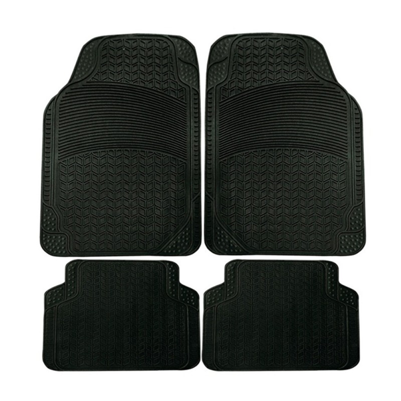 Set 4 Tappeti Per Auto In gomma Neri Tappetini Universali Antiscivolo Sagomabili