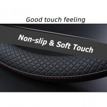 Coprivolante auto similpelle nero rosso universale antiscivolo diam. 37-40 cm