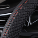 Coprivolante auto similpelle nero rosso universale antiscivolo diam. 37-40 cm