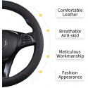 Coprivolante auto similpelle nero rosso universale antiscivolo diam. 37-40 cm