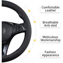 Coprivolante auto similpelle nero rosso universale antiscivolo diam. 37-40 cm