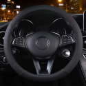 Coprivolante auto similpelle nero rosso universale antiscivolo diam. 37-40 cm