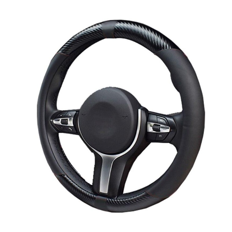 Coprivolante auto similpelle nero inserti universale antiscivolo diam. 37-40 cm