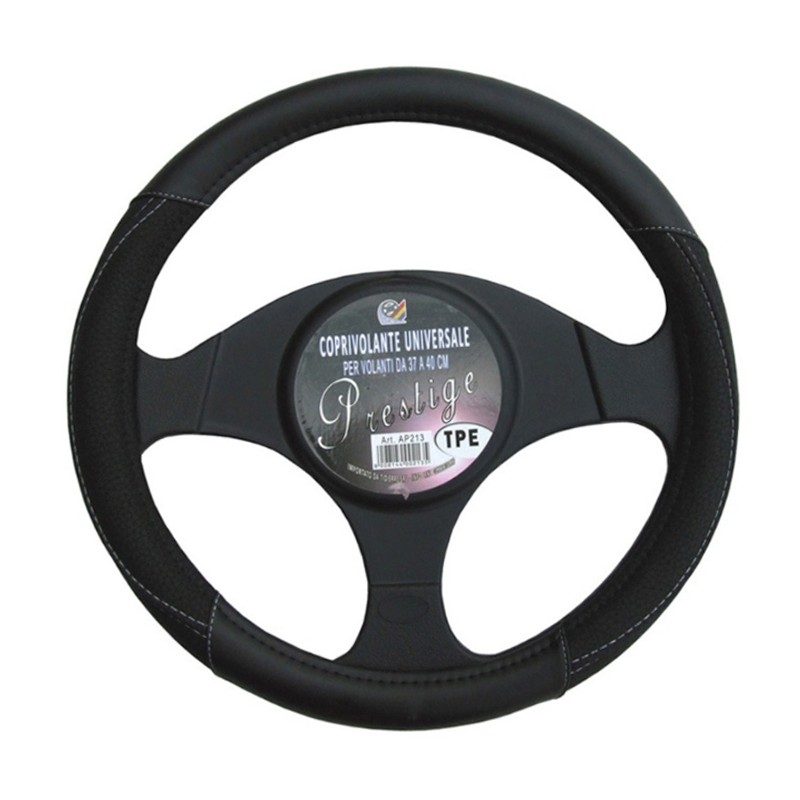 Coprivolante similpelle universaIe inserti auto camper sterzo 37-40cm nero sport