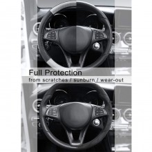 Coprivolante similpelle universaIe inserti grigio auto camper sterzo 37-40 cm