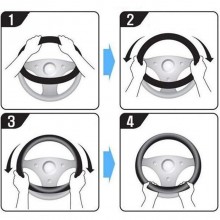 Coprivolante similpelle universaIe inserti grigio auto camper sterzo 37-40 cm