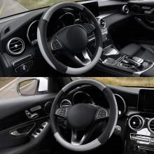 Coprivolante similpelle universaIe inserti grigio auto camper sterzo 37-40 cm