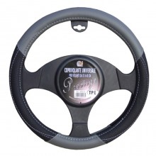 Coprivolante similpelle universaIe inserti grigio auto camper sterzo 37-40 cm