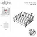 Portatovaglioli da Tavola elegante Nero Industrial in Metallo con barra 18x18 cm