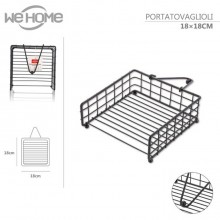Portatovaglioli da Tavola elegante Nero Industrial in Metallo con barra 18x18 cm