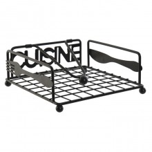 Portatovaglioli da Tavola elegante Nero Industrial in Metallo con barra 18x18 cm