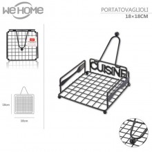 Portatovaglioli da Tavola elegante Nero Industrial in Metallo con barra 18x18 cm