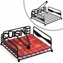 Portatovaglioli da Tavola elegante Nero Industrial in Metallo con barra 18x18 cm