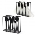 Bar organizer Porta tovaglioli da Tavola Nero in Metallo supporto 2 PZ  10x11cm