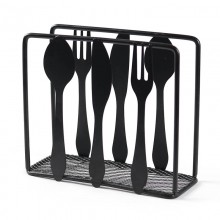 Bar organizer Porta tovaglioli da Tavola Nero in Metallo supporto 2 PZ  10x11cm