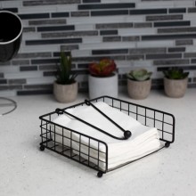 Portatovaglioli da Tavola elegante Nero Industrial in Metallo con barra 18x18 cm