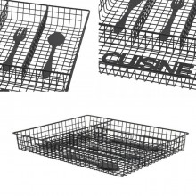 Portaposate in metallo da Cassetto Cucina organizer 4 scomparti 26x32cm nero