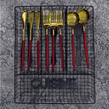 Portaposate in metallo da Cassetto Cucina organizer 4 scomparti 26x32cm nero
