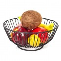 Centrotavola cesto Portafrutta da tavolo cucina fruttiera in metallo nero tondo