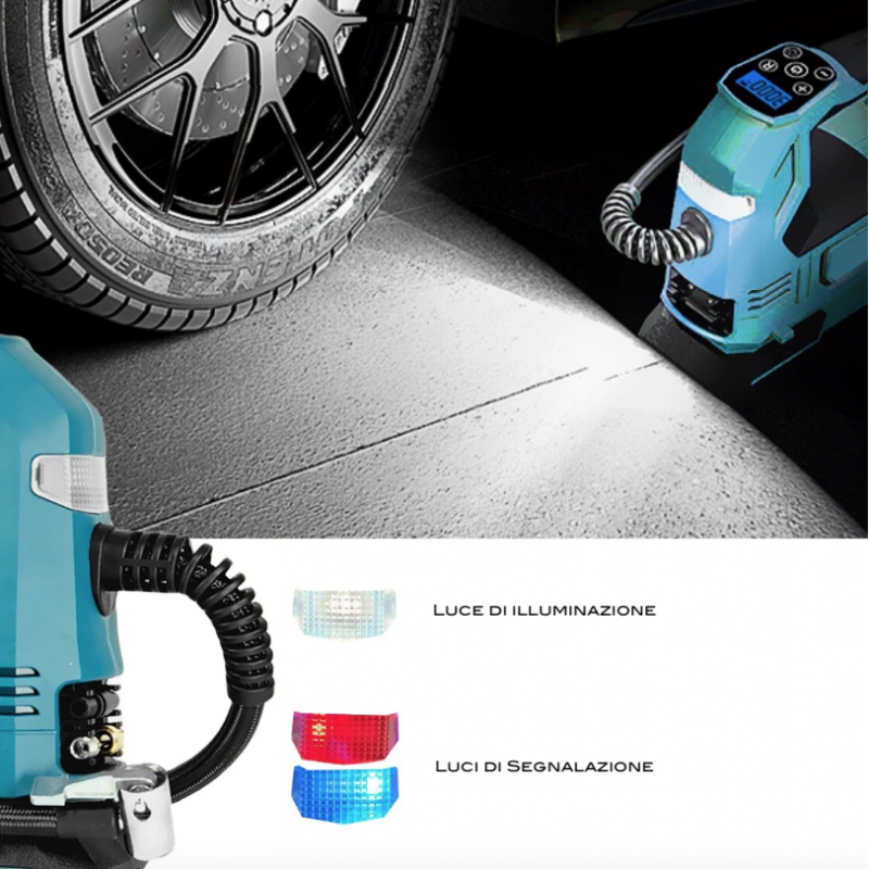 Hongu Compressore aria portatile 2 batteria LCD Valigetta ruote aut...