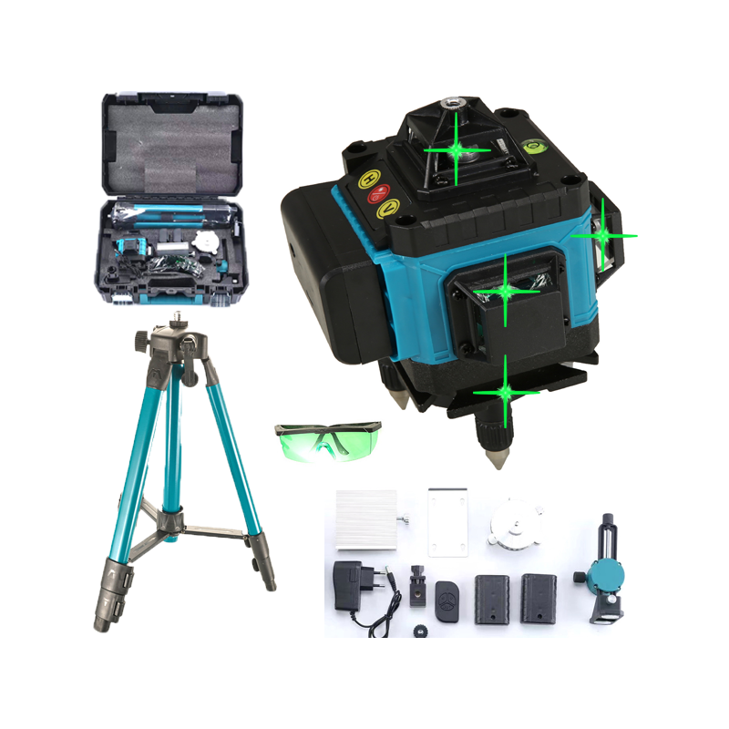 Livella Laser Tracciatore Autolivellante 16 Linee 360° Rotazione Verde Batterie