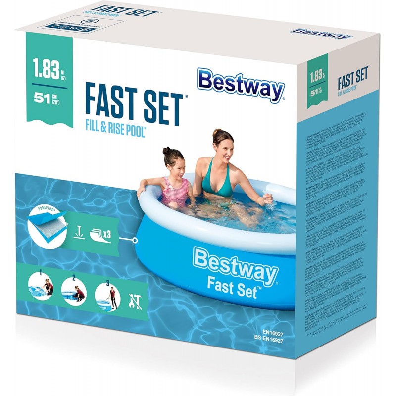 Bestway Piscina Fast Set Autoportante Tonda Bambini Giardino Estate...