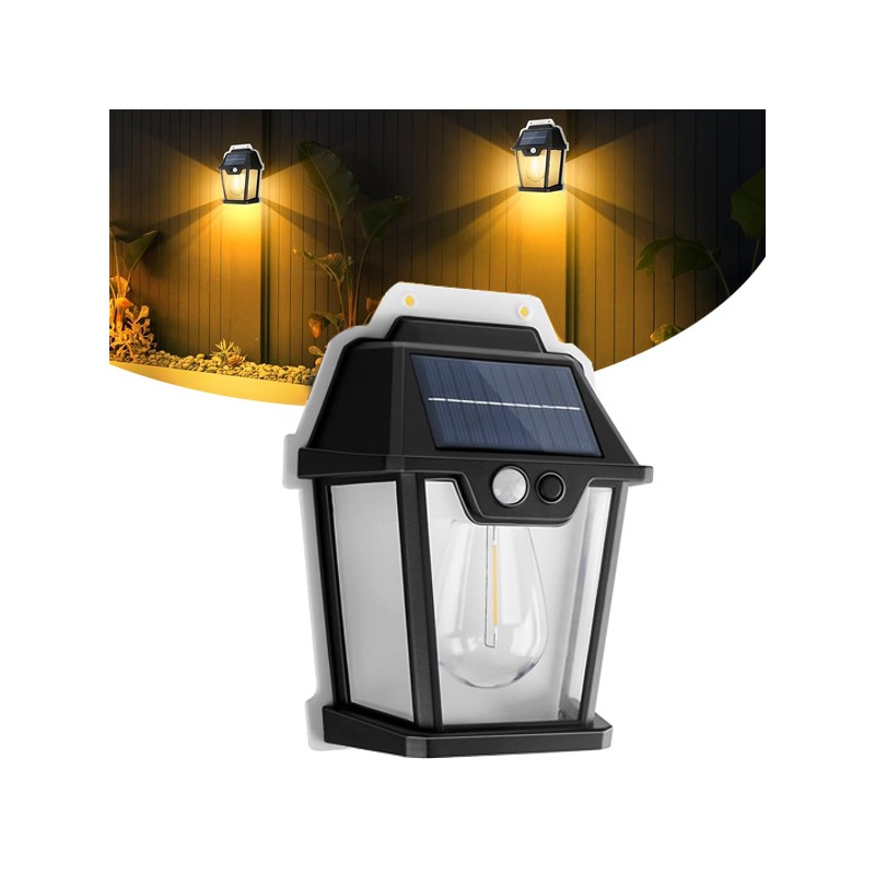 Faretto da esterno Led con pannello solare ricaricabile sensore movimento luce