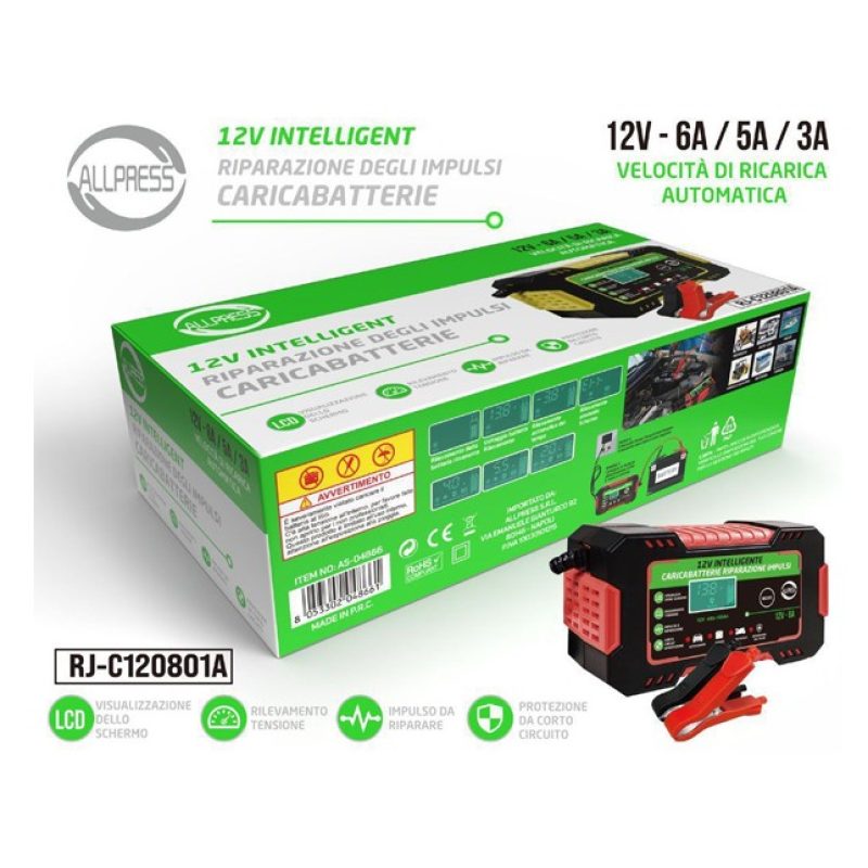 Allpress Caricabatteria per auto 12V 3A 5A 6A Carica automatico int...
