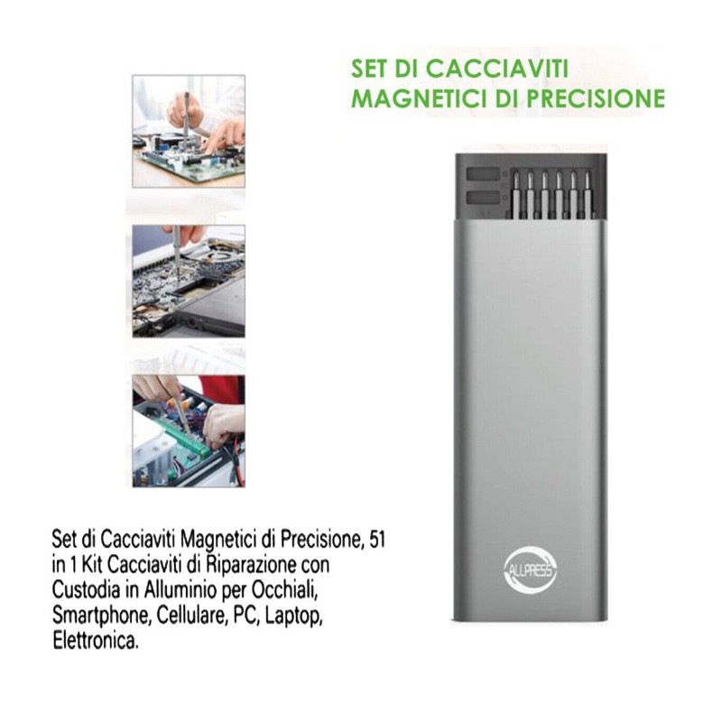 Allpress Set cacciaviti magnetici di precisioni 51 in 1 riparazione...