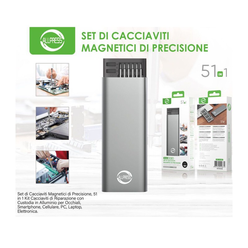 Allpress Set cacciaviti magnetici di precisioni 51 in 1 riparazione...