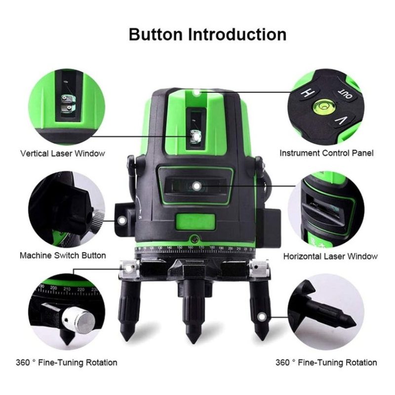 Livella laser tracciatore autolivellante 360º rotazione 5 linee ver...
