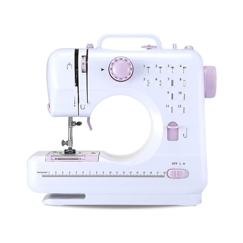 Allpress Macchina da cucire portatile con pedale 2 velocità e 12 pu...