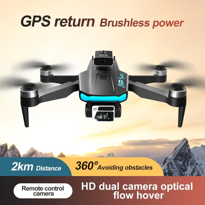 Hongu Mini drone S132 GPS 8K professionale fotocamera 360 motore br...