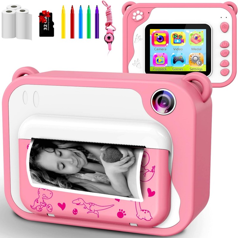 Fotocamera digitale per bambini macchina fotografica stampa istantanea 32Gb