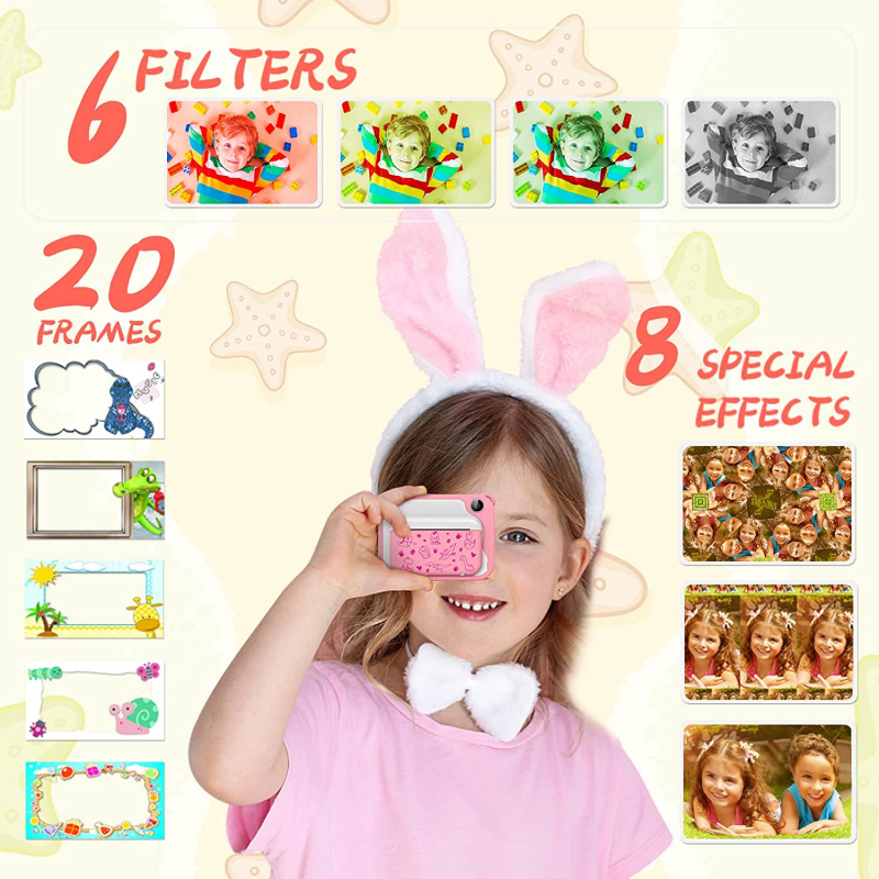 Hongu Fotocamera digitale per bambini macchina fotografica stampa i...