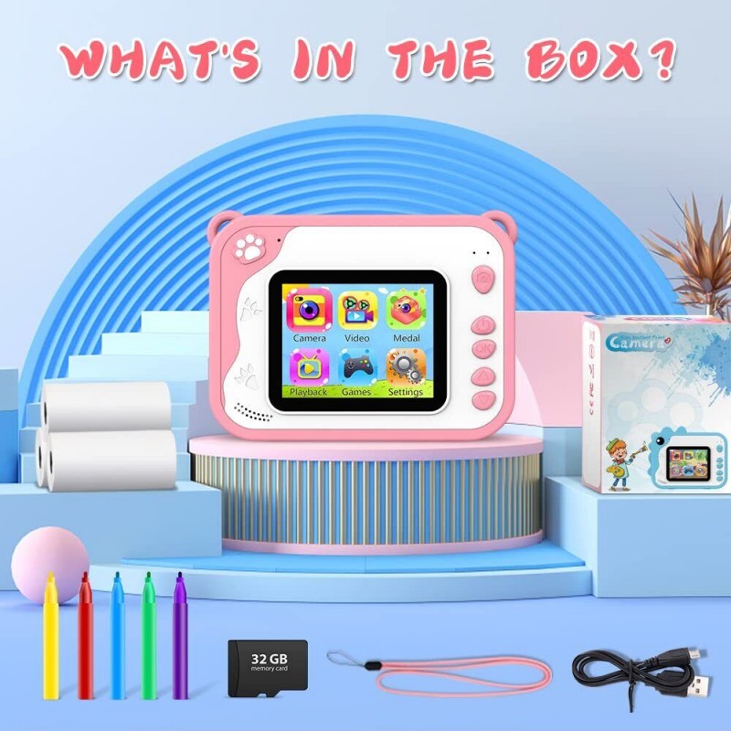 Hongu Fotocamera digitale per bambini macchina fotografica stampa i...