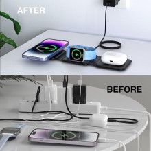 Caricatore wireless 3 in 1 Magnetico Airpods/Apple Watch/iPhone pieghevole USB