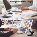 Caricatore wireless 3 in 1 Magnetico Airpods/Apple Watch/iPhone pieghevole USB