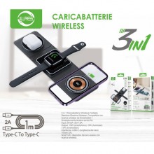 Caricatore wireless 3 in 1 Magnetico Airpods/Apple Watch/iPhone pieghevole USB