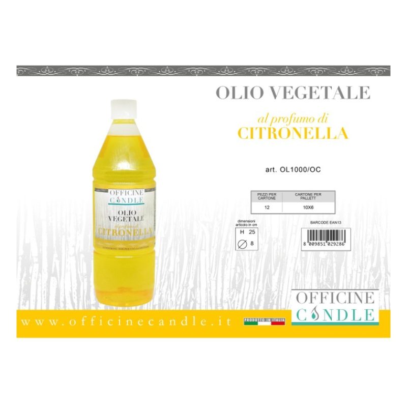Officine candle Olio vegetale alla citronella per torcia fiaccola s...