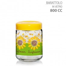 Contenitore in vetro barattolo con tappo giallo per sale zucchero 800cc Girasoli