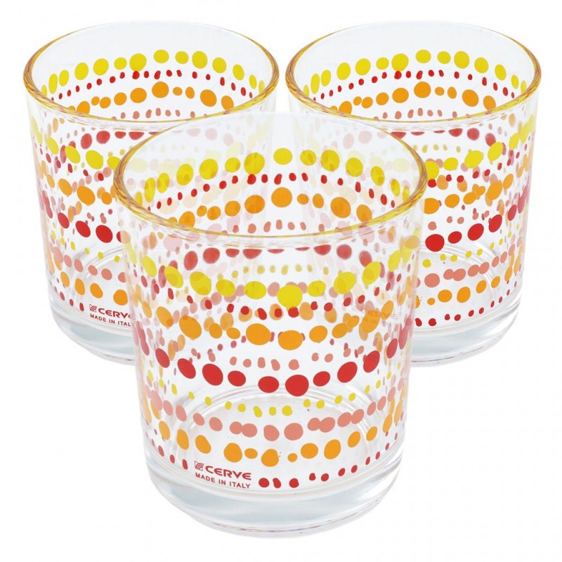 Cerve Set 3 bicchieri Cerve in vetro da 220 cc Bicchiere Colorati p...