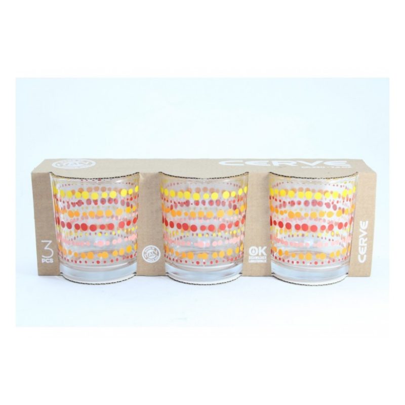 Cerve Set 3 bicchieri Cerve in vetro da 220 cc Bicchiere Colorati p...