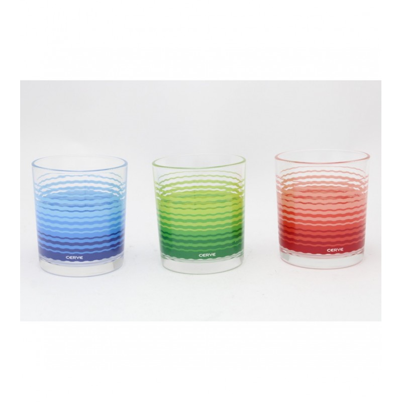 Cerve Set 3 bicchieri in vetro Colorati da 220 cc Bicchiere Cerve p...